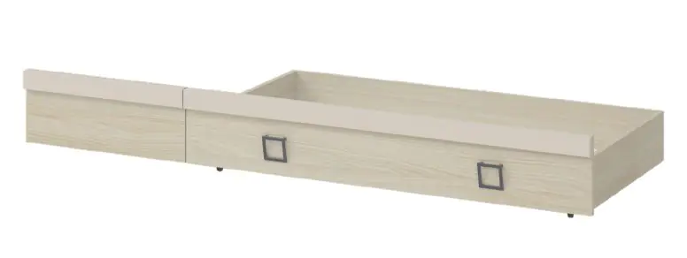 Schublade für Einzelbett / Gästebett, Farbe: Esche / Creme - Abmessungen: 27 x 74 x 138 cm (H x B x L)