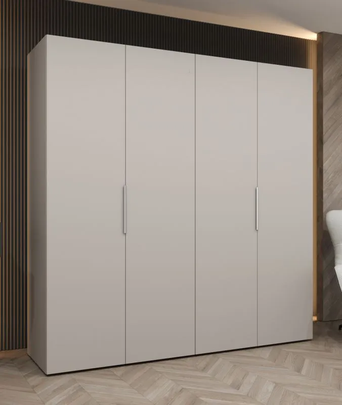 Drehtürenschrank mit 2 Meter breite Korab 32, Farbe: Kaschmir, vier Türen, Soft-Close-Funktion, zwei Fächer, Griffe: Kaschmir, zwei Kleiderstangen, Kleiderschrank
