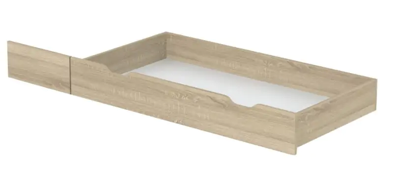 Schublade für Doppelbett, Farbe: Eiche Braun - Abmessungen: 21 x 72 x 138 cm (H x B x L)