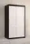 Moderner Kleiderschrank mit schlichten Design Liskamm 03, Farbe: Schwarz matt / Weiß matt - Abmessungen: 200 x 100 x 62 cm (H x B x T), mit fünf Fächern und zwei Kleiderstangen