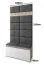 Schmale Ankleide / Garderobe 01 mit Sitzbank & Wand gepolstert, Weiß/Light Black, 215 x 100 x 40 cm, für 8 Paar Schuhe, 6 Kleiderhaken, 4 Fächer
