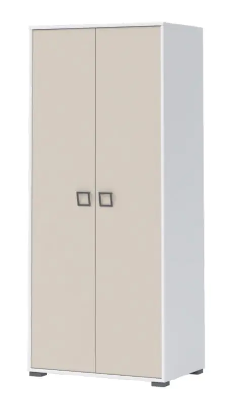 Drehtürenschrank / Kleiderschrank 12, Farbe: Weiß / Creme - Abmessungen: 198 x 84 x 56 cm (H x B x T)