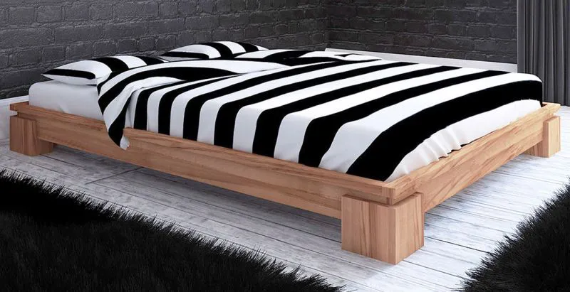 Buche-Bett massiv | 180 x 200 cm | Kernbuche | Geölt | Natur Abbildung