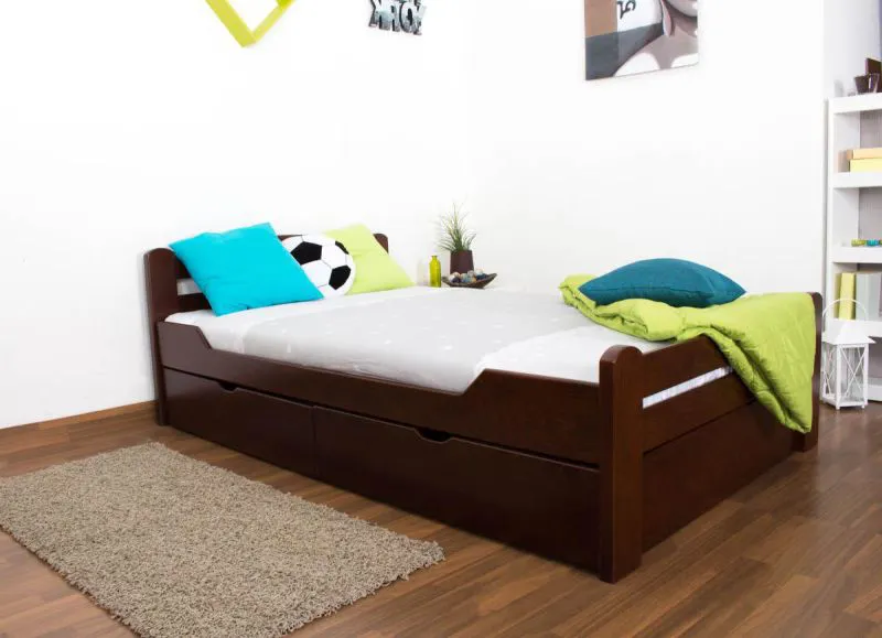 Bett Buche 120 x 200 cm Dunkelbraun Abbildung