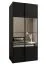 Kleiderschrank / Schiebetürenschrank | 2 Kleiderstangen | 245,5 x 110 x 64 cm | 6 Fächer | Spiegel | Soft-Close | 2 Schiebetüren | Farbe: Schwarz