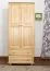 Schmaler Kleiderschrank | 2 Drehtüren | 2 Schubladen | 4 Fächer | mit Kleiderstange | 80 cm breit | Massivholz | Farbe: Natur Abbildung