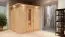 Sauna "Eemil" SET mit Energiespartür und Kranz - Farbe: Natur, Ofen externe Steuerung easy 9 kW - 210 x 184 x 202 cm (B x T x H)