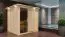Sauna "Aleksi" SET mit graphitfarbener Tür und Kranz - Farbe: Natur, Ofen BIO 9 kW - 210 x 210 x 202 cm (B x T x H)