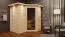 Sauna "Tjara 1" SET mit graphitfarbener Tür und Kranz - Farbe: Natur, Ofen externe Steuerung easy 9 kW - 221 x 198 x 212 cm (B x T x H)