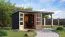 Holz-Gartenhaus mit Anbaudach 2,35 m, nordische Fichte, anthrazit/graualuminium, wetterfeste Trapezblechdach, Doppelflügeltür, 2,38 × 2,42 m