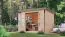Holz Gartenhaus, nordische Fichte naturbelassen/graualuminium, Trapezblechdach wetterfest Pultdach, stabile Ecken, Zylinderschloss, 2,70 × 2,70 m
