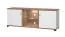 TV-Schrank / TV-Möbel mit zwei Türen Kanjiza 02, Farbe: Eiche Flagstaff / Weiß / Weiß Hochglanz, zwei Kabeldurchführungen, Maße: 59,5 x 157 x 40 cm, sechs Fächer