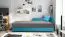 Neutrales Tagesbett / Gästebett mit Seitenwand Lobatos 106, Farbe: Blau / Grau, Liegefläche: 80 x 195 cm, Kopfteil rechts, inkl. Stauraum, für Gästezimmer