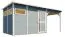 Steiner Shopping Gartenhaus Kiel 03 mit Anbaudach inkl. Fußboden, Hellgrau lackiert - 19 mm Elementgartenhaus, Nutzfläche: 7,70 m², Flachdach