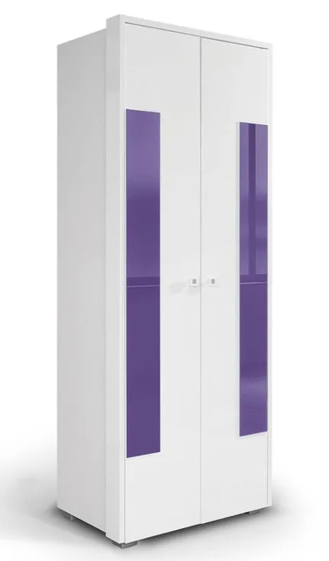Jugendzimmer - Drehtürenschrank / Kleiderschrank Gabriel 17, Farbe: Weiß / Lila - 220 x 85 x 54 cm (H x B x T)