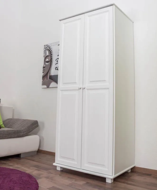 Kleiderschrank 2-türig, Farbe: Weiß 190x80x60 cm Abbildung