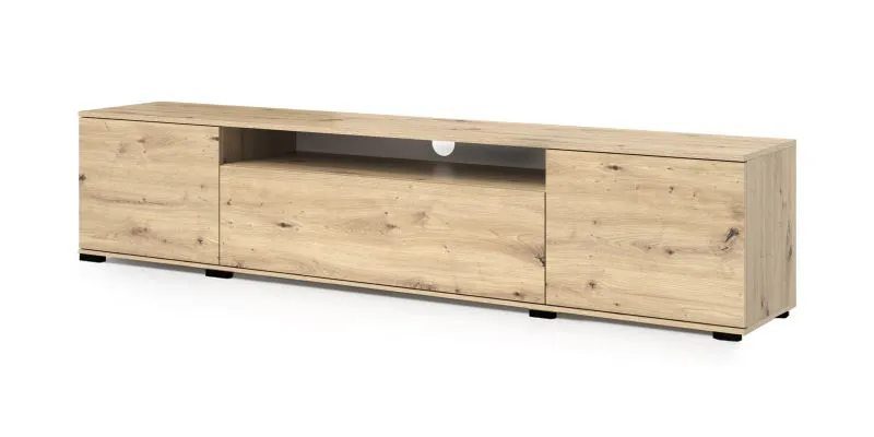 Einfacher TV-Schrank / TV-Möbel Zapopan 110, Farbe: Eiche Artisan, Maße: 42 x 180 x 40 cm, Push-to-open Funktion, ein Kabelloch, sehr stabil