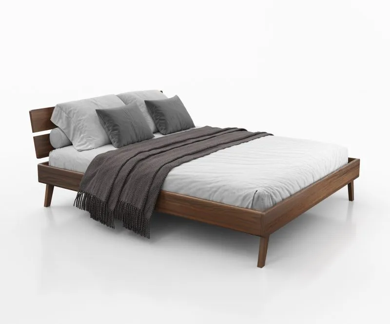 Doppelbett / Gästebett Engordany 09 | Buche Vollholz massiv | lackiert | Liegefläche: 180 x 200 cm | Farbe: Walnuss | mit stabiler Kopfstütze | lange Lebensdauer