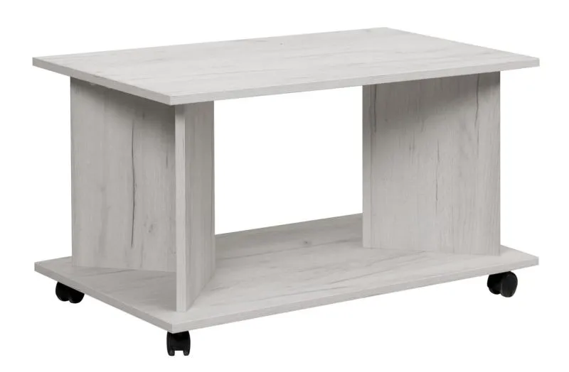 Couchtisch Zafra 04, Farbe: Eiche Weiß - 90 x 50 x 50 cm (B x T x H)