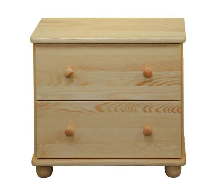 Nachtkommode Natur 55x60x42 (HxBxT) Kiefer massiv, 2 Schublade(n) Abbildung