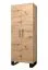 Moderner Schrank Morteratsch 01, Farbe: Eiche / Schwarz - Abmessungen: 196 x 74 x 46 cm (H x B x T), mit zwei Fächern und einer Kleiderstange