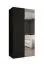 Drehtürenschrank / Kleiderschrank Korab 61, Farbe: Schwarz, eine Spiegeltür, eine Kleiderstange, Griffe: Schwarz, 1 Meter breit, Soft-Close-Funktion