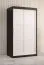 Moderner Kleiderschrank mit schlichten Design Liskamm 03, Farbe: Schwarz matt / Weiß matt - Abmessungen: 200 x 100 x 62 cm (H x B x T), mit fünf Fächern und zwei Kleiderstangen