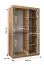 Kleiderschrank Lagginhorn 05, Farbe: Eiche Artisan, 1,2 Meter breit, ein Spiegel, fünf Fächer, Schiebetürenschrank, zwei Kleiderstangen, Aluminiumschienen