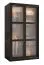 Schmaler Schiebetürenschrank Nadelhorn 02, Schwarz Matt, Maße: 200 x 100 x 62 cm, Griffe: Schwarz, mit gewölbten Glas in eine Rahmen