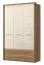 Drehtürenschrank / Kleiderschrank mit Rahmen Gataivai 44, Farbe: Beige Hochglanz / Walnuss - Abmessungen: 224 x 137 x 56 cm (H x B x T)