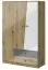 Drehtürenschrank / Kleiderschrank Sirte 03, Farbe: Eiche / Weiß / Grau Hochglanz - Abmessungen: 190 x 120 x 50 cm (H x B x T)