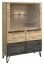 Vitrine Benkovac 05, Farbe: Eiche / Schwarz, teilmassiv - Abmessungen: 140 x 94 x 40 cm (H x B x T)