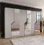 Drehtürenschrank | 3 Spiegeltüren | Farbe: Kaschmir | 3 Fächer | 3 Kleiderstangen | Soft-Close-Funktion | Griffe: Schwarz | Maße: 300 x 52 x 202 cm | Kleiderschrank | ABS-Kanten