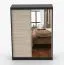 Schiebetürenschrank / Kleiderschrank mit Spiegel Sonoma Eiche / Schwarz | Bucegi  25 | 200 x 150 x 61 cm | 2 Türen | Griffe: Aluminium | 6 Fächer