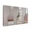 Drehtürenschrank | 3 Spiegeltüren | Farbe: Kaschmir | 3 Fächer | 3 Kleiderstangen | Soft-Close-Funktion | Griffe: Gold | Maße: 300 x 52 x 202 cm | Kleiderschrank | ABS-Kanten