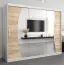250 cm breiter Kleiderschrank mit 3 Türen | 10 Fächer | Farbe: Sonoma Eiche / Weiß Abbildung