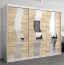250 cm breiter Schiebetürenschrank mit 3 Türen | 10 Fächer | 2 Kleiderstangen | Farbe: Sonoma Eiche / Weiß Abbildung