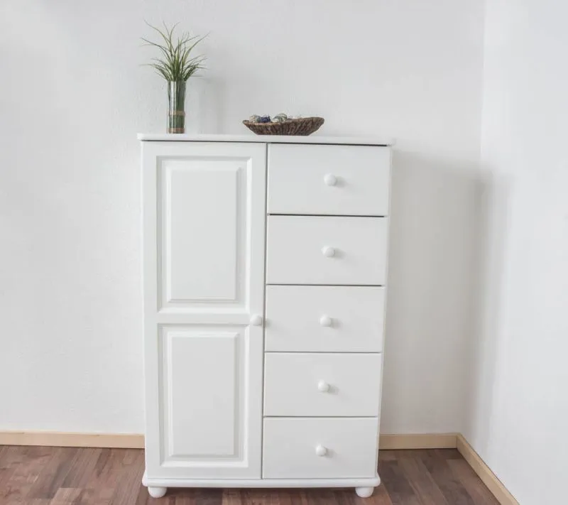 Kommode Kiefer massiv Vollholz weiß lackiert Junco 159 – Abmessung 123 x 80 x 42 cm