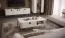 Wohnzimmer Komplett - Set A Aufaga | 6-teilig | Farbe: Kaschmir | dekorative Relief-Streifen | Soft Close System | Metallbeine