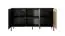 Sideboard mit sechs Fächern Fouchana 10, Farbe: Schwarz / Eiche Artisan - Abmessungen: 81 x 153 x 39,5 cm (H x B x T), mit drei Türen