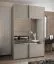 Kleiderschrank / Schiebetürenschrank | Farbe: Kaschmir | 2 Schiebetüren | 2 Kleiderstangen | 245,5 x 150 x 64 cm | Spiegel | Soft-Close | 6 Fächer