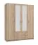 Kleiderschrank mit zwei Schubladen Kovin 01, eine Kleiderstange, zwei Türen, Farbe: Eiche Sonoma, zwei Spiegeltüren, Maße: 205 x 160 x 52 cm, 11 Fächer