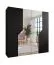 Drehtürenschrank / Kleiderschrank | Farbe: Schwarz | Soft-Close-Funktion | 2 Spiegeltüren | ABS-Kanten | Griffe: Schwarz | Maße: 200 x 52 x 202 cm | 2 Kleiderstangen