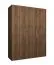 Kleiderschrank / Drehtürenschrank | Farbe: Walnuss | Griffe: Gold | zwei Fächer | 1,5 Meter breit | zwei Kleiderstangen | Soft-Close-Funktion | drei Türen
