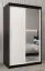 Schiebetürenschrank / Kleiderschrank Bisaurin 2C mit Spiegel, Farbe: Schwarz / Weiß matt - Abmessungen: 200 x 120 x 62 cm ( H x B x T)