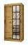 Kleiderschrank | Farbe: Eiche Artisan | 5 Fächer | 2 Kleiderstangen | hochwertig Verarbeitet | schmal | 100 x 62 x 200 cm | Schiebetürenschrank | dekorative Spiegeltür
