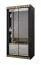 Spiegelkleiderschrank für Schlafzimmer Bernina 38, Schwarz Matt, fünf Fächer, zwei Kleiderstangen, Maße: 200 x 100 x 62 cm, Führungen aus Aluminium