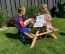 Picknicktisch Lisi für Kinder, aus Massivholz, Lärche natur, 51 x 89 x 84 cm, Kindertisch, Gartentisch für Kinder, sehr stabil, zwei Sitzbänke