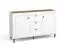 Sideboard / Kommode mit drei Schubladen Barbe 16, vier Fächer, Farbe: Weiß matt / Eiche, zwei Türen, Maße: 83,5 x 137 x 40 cm, ABS-Kantenschutz, Griffe: Schwarz