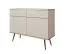 Wohnzimmer - Set C Horsham, 3-teilig, Farbe: Beige, Push-to-open Funktion, Beine: Schwarz, eine schmale Kommode, ein Sideboard, ein Schminktisch, ABS-Kanten